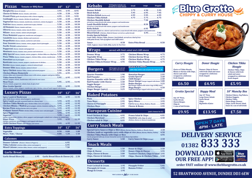 Menu Blue Grotto